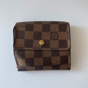 Louis Vuitton Elise Compact Wallet Damier Ebene Vintage Brown Canvas